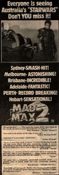 Mad Max 2 Newspaper Review Ad