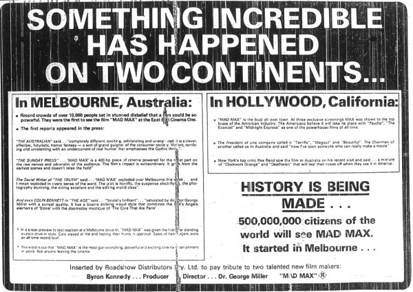 Mad Max Two Continents Ad